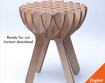 Parametric wooden stool, Coffee table, parametric laser cut model. Dxf files for cnc, laser cut files, vector files, vector cutting plan