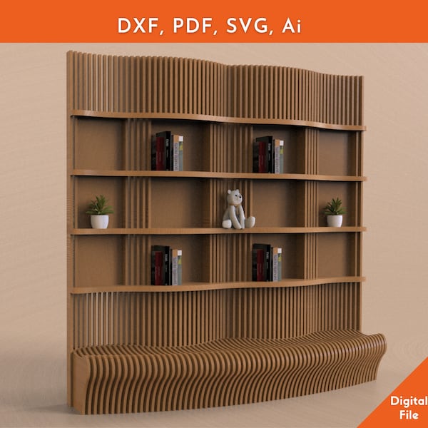 DIY Bookcase plan,Wooden Parametric Bookcase Plans, CNC cutting file,Kid's Room Shelf,Kids Room Bookcase,Kids Wall Shelf,Kids Wall Bookshelf