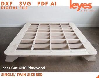 Single size bed, wood bed,Disassembled wooden bed, Digital file, DXF, files for cnc, laser cut files, vector files, laser file