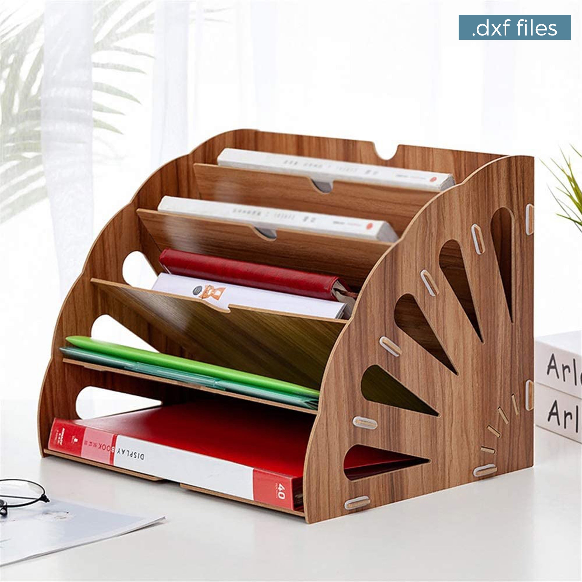 Organizador de archivos de corte láser, organizador de escritorio de