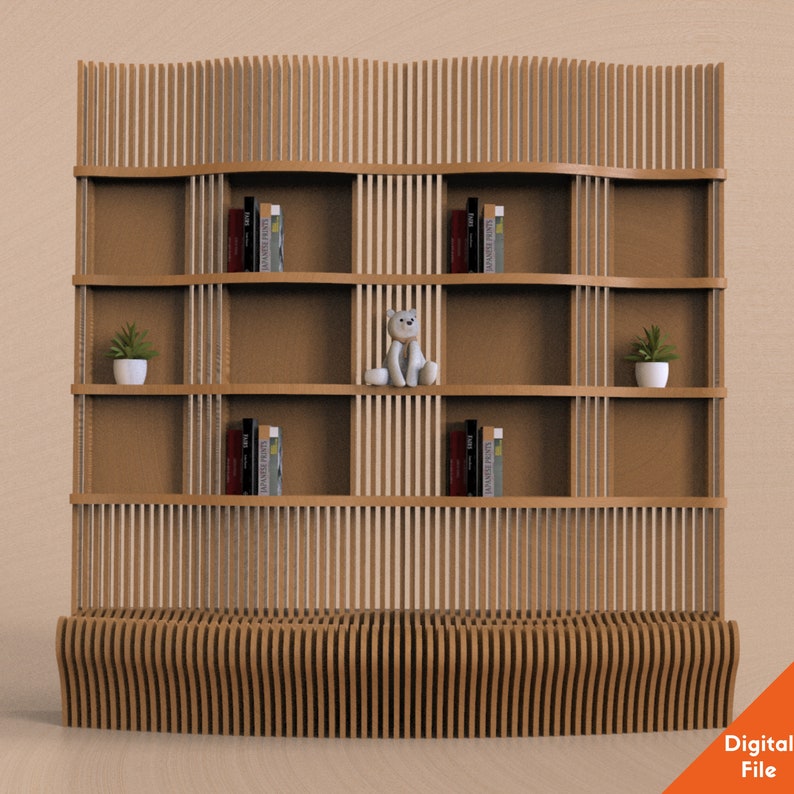 DIY Bookcase plan,Wooden Parametric Bookcase Plans, CNC cutting file,Kid's Room Shelf,Kids Room Bookcase,Kids Wall Shelf,Kids Wall Bookshelf image 2