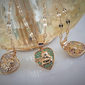 Engel Engel Halskette, Cubic Zirconia Engel Kette Halskette, Herz Amor Anhänger Halsketten