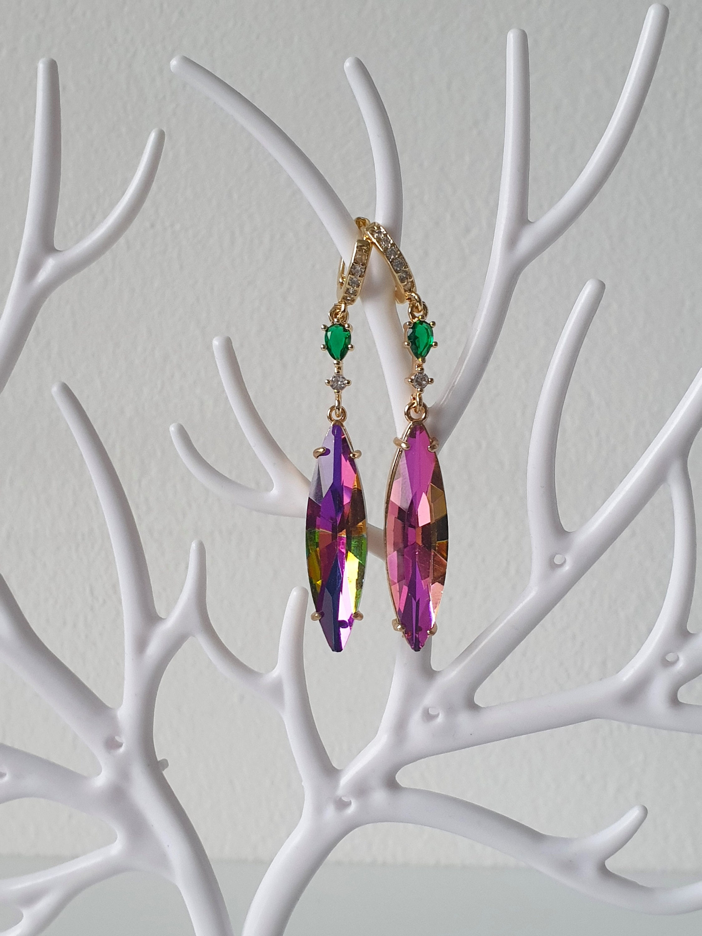Boucles D'oreilles Château Ambulant De Howl - Argent 925, Forme Goutte Verte, Cadeau Anime