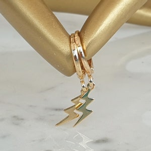 Lightning Bolt Huggie Hoop Earrings, Gold Thunder Drop Earrings, Dangle & Drop Earrings Design Earrings **Gift for Her**