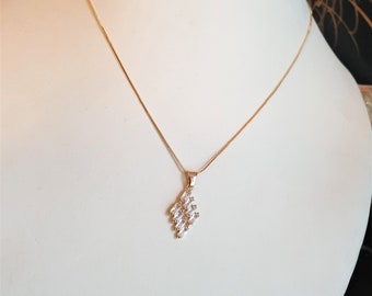 Gold Baguette CZ Necklace, Art Deco Necklace, Box Chain Necklace, Wedding Jewellery