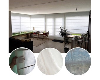 Custom Made Roman Shade, Window Curtain, Clean White Sheer Texture Fabric, Window Blinds Curtain, Fabric Supply