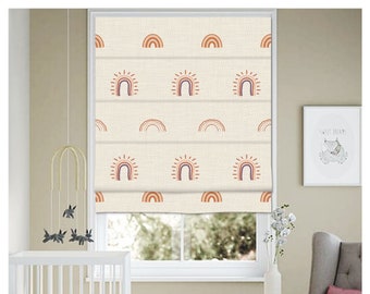 Custom Made Boho Rainbow Nursery Window Roman Shade Curtain or Matching Pillow Case Fabric Supply