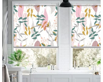 Custom Made Garden Natural Plant Window Shade, Blackout Light Filter Window Blinds, Botanical Window Blinds