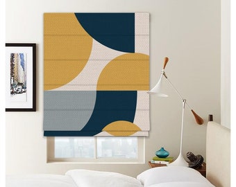 Custom Made Abstract Mid Century Bauhaus Style Window Roman Shade Curtain or Matching Pillow Case Fabric Supply