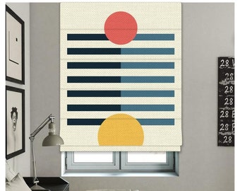 Custom Made Abstract Mid Century Bauhaus Style Window Roman Shade Curtain or Matching Pillow Case Fabric Supply