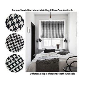 Custom Made Houndstooth Mid Century Upholstery Contemporary Window Roman Shade Curtain or Matching Pillow Case Fabric Supply
