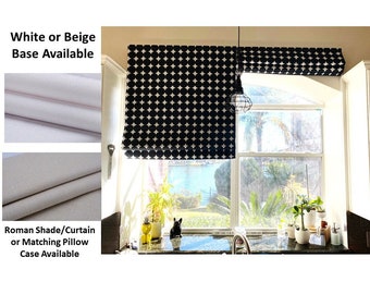 Custom Made Black and White Polka Dot Upholstery Contemporary Window Roman Shade Curtain or Matching Pillow Case Fabric Supply