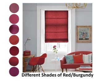 Custom Made Red Burgundy Maroon Hue Window Roman Shade Thick and See Though Linen Window Blinds Curtain