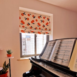 Custom Made Tangerine Mandarin Orange Clementine Citrus Window Roman Shade Curtain Fabric Supply