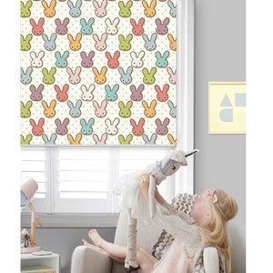Custom Made Nursery Room Kids Bunny Rabbit Cordless Window Roller Shade