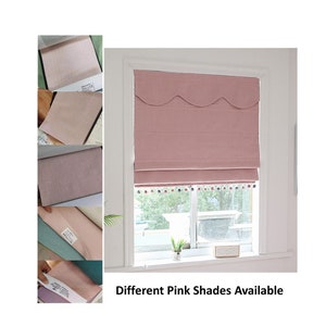 Custom Made Window Roman Shade Pink Theme Dusty Pink Rose Color Nursery Princess Textile Washable Window Curtain