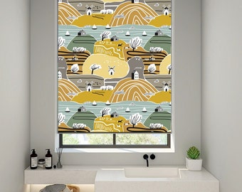 Custom Made Country Mountain Farm Window Shade, Blackout Light Filter Window Blinds, Farm House Theme Window Blinds