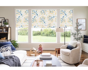 Custom Made Roman Shade, Spring Flower Garden Botanical Art, Window Roman Shade Curtain Matching Pillow Case Fabric Supply