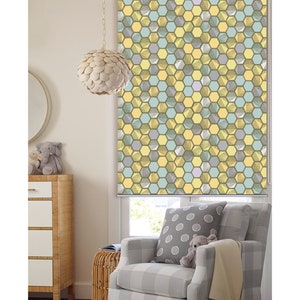 Custom Made Window Roller Shade, Mosaic Seamless Geometric Pattern, Window Roman Shade, Blackout and Light Filter Window Blinds