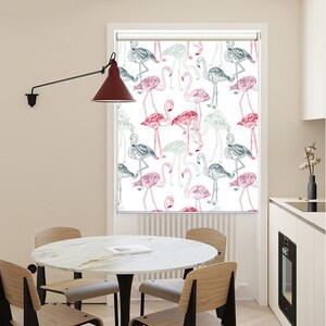 Custom Made Nursery Room Kids Flamingo Cordless Window Roller Shade