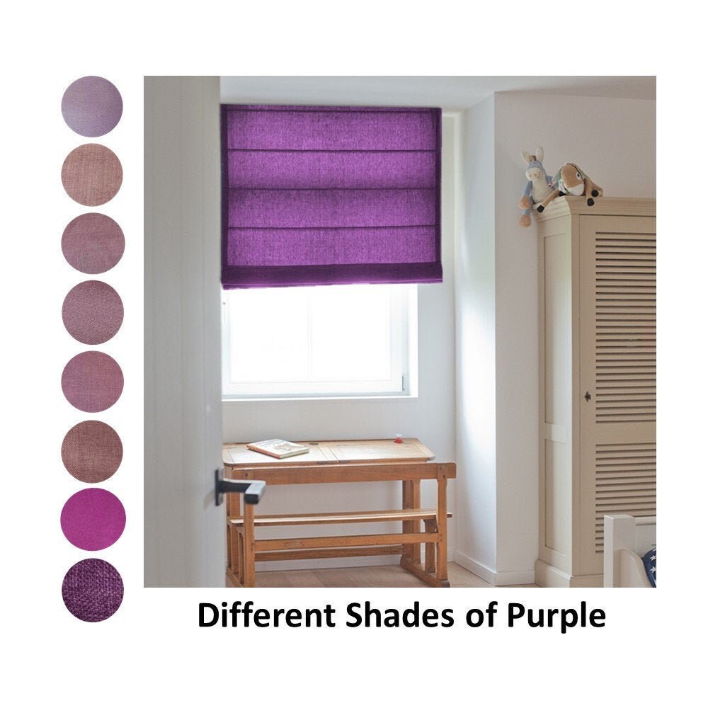 Custom Made Purple Violet Lavender Hue Window Roman Shade Thick and See