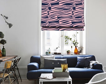 Custom Made Geometry Organic Lines Window Roman Shade Curtain or Matching Pillow Case Fabric Supply