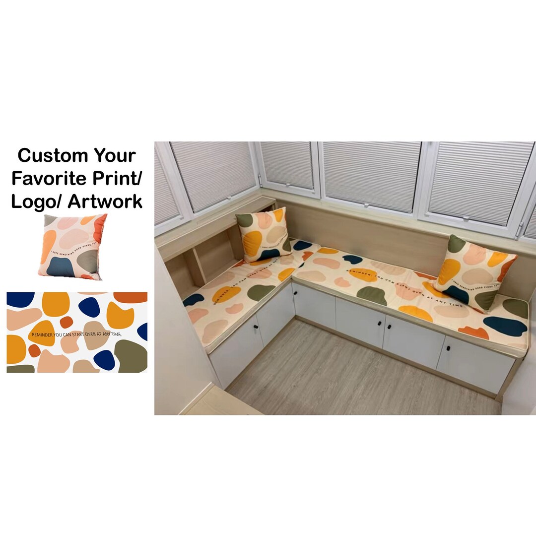 Custom Print Bench Cushion and Pillow Cover, Personalization Image Bay ...