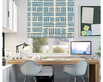 Custom Made Circle Southwestern Line Geometry Window Roman Shade Curtain or Matching Pillow Case Fabric Supply