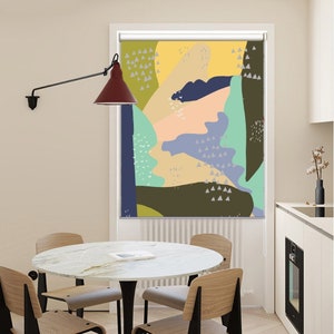 Cortina de ventana hecha a medida, cortina enrollable de arte abstracto moderno contemporáneo, cortina romana de ventana de filtro de luz opaca, persianas de ventana de caravana RV