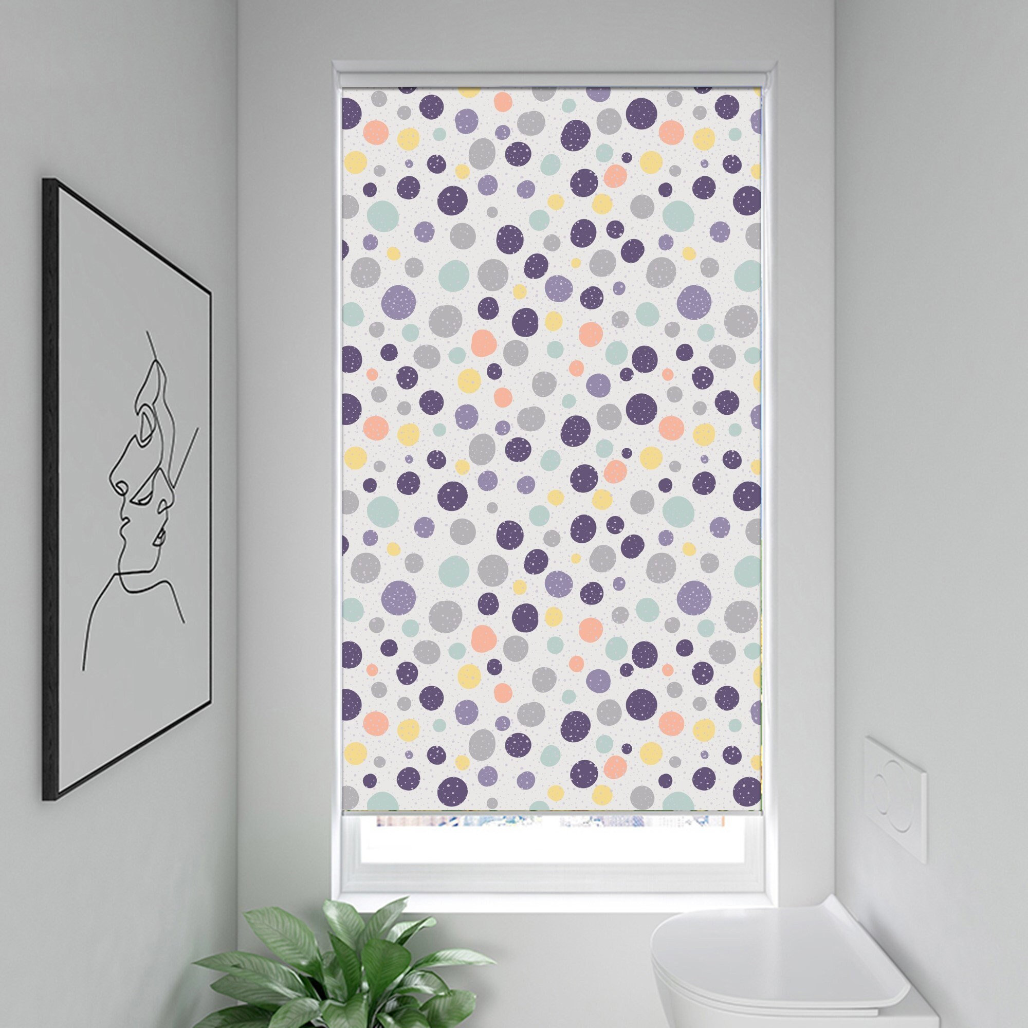 Shaded Pattern Window Custom Made Window Roller Shade, Organic Circle Mosaic Pattern Nursery ...