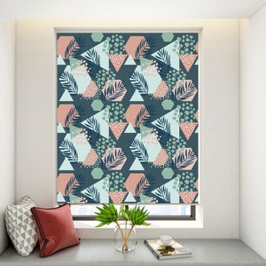 Custom Made Geometry, Shape and Natural Plants Window Roller Shade, Blackout Light Filter Window Blinds