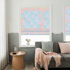 Custom Made Roman Shade, Pastel Tone Stripes , Window Roman Shade Curtain Matching Pillow Case Fabric Supply image 1