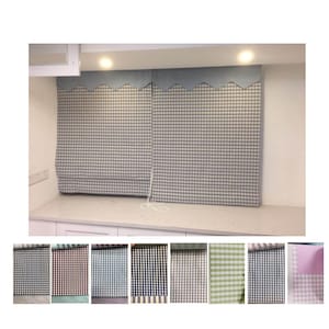 Custom Made Farm House Plaid Classic Gingham Cottage Window Roman Shade Textile Linen Blinds Curtain
