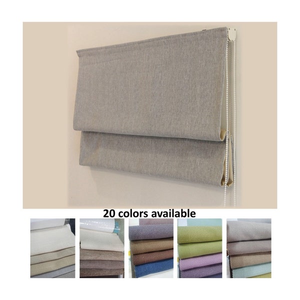 Custom Made Window Roman Shade Thick Upholstery Linen Textile Washable Window Curtain