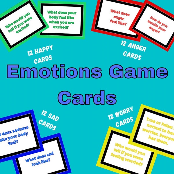 Emotions Game Cards Emotions Coping Skills Coping Skills Cards Counseling Game Cards Mental Health