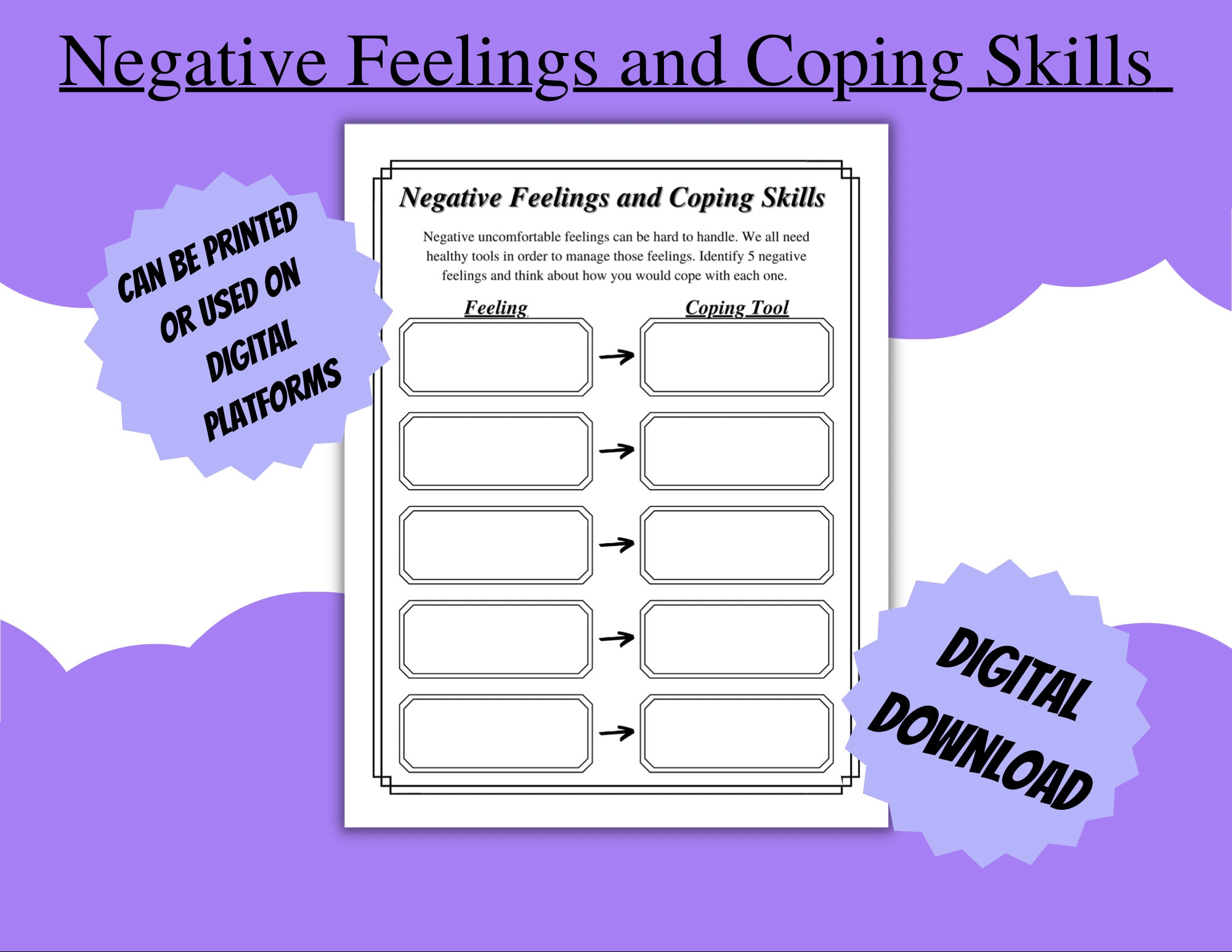 Coping Skills Worksheet Coping Skills Healthy Coping Skills Emotions