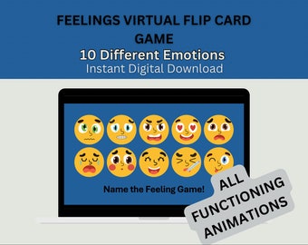 Emotions Therapy Game: Virtual Flip Card Counseling Activity (PPTX Digital Download)