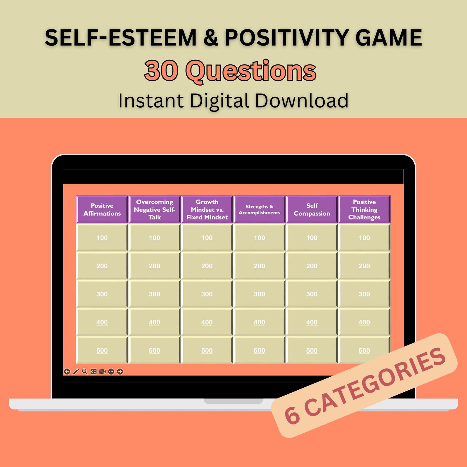 Self Esteem Boost Coping Skills Therapy Game Counseling Game Virtual ...