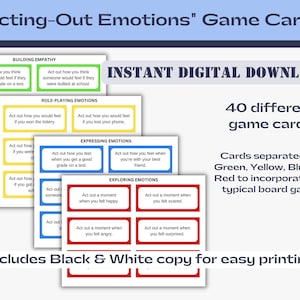 Emotions Game Cards Emotions Printable Counseling Activity Therapy Activity Coping Skills Cards Mental Health Activity Cards Game