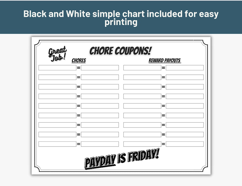 Editable Chore Chart Chore Chart Printable Reward Coupons Kids and ...
