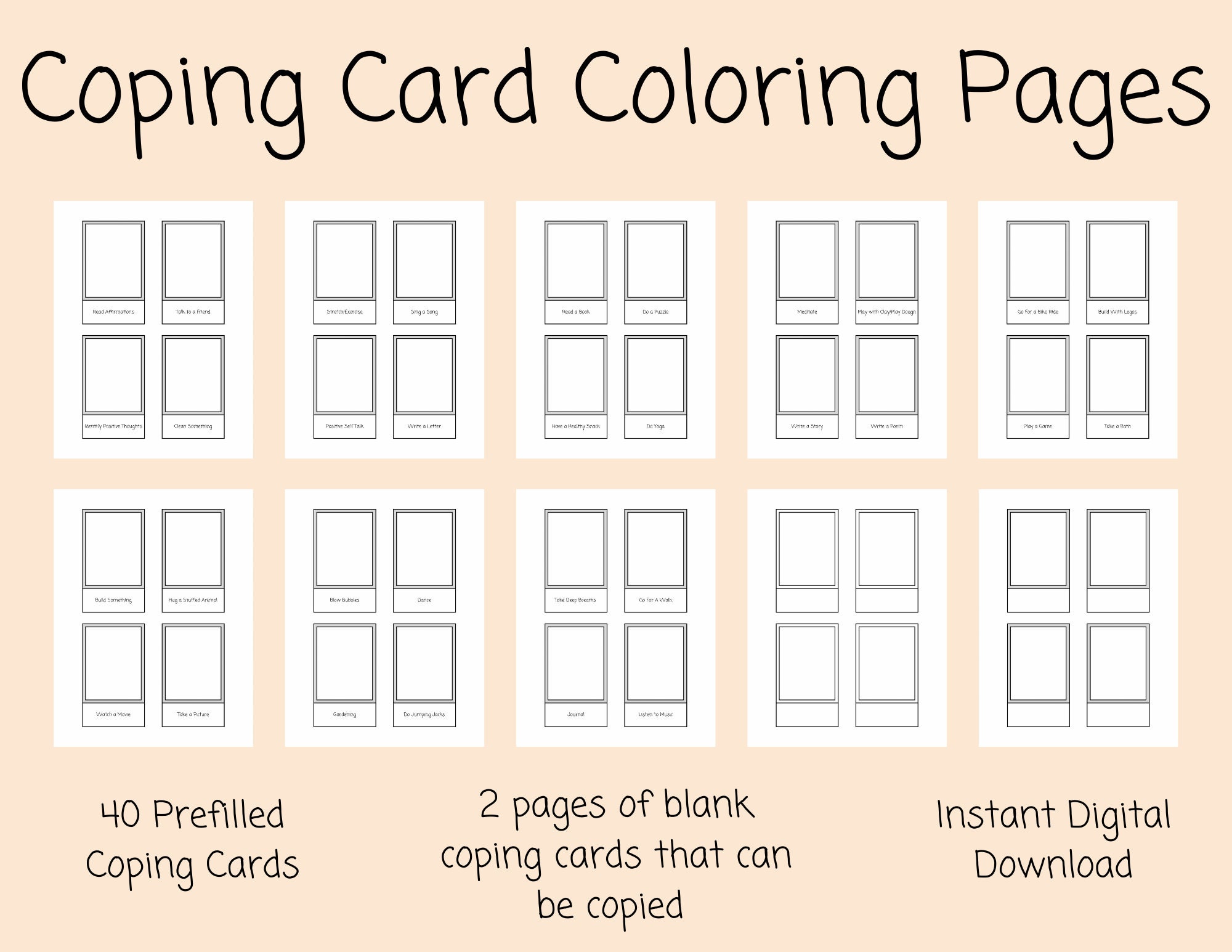 Coping Skills Cards for Kids | Coloring Pages (digital Download) - Etsy