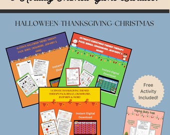 Holiday Coping Bundle Coping Skills Counseling Games Coping Skills Game School Counseling Bingo Game Therapy Bingo Game Crossword Virtual