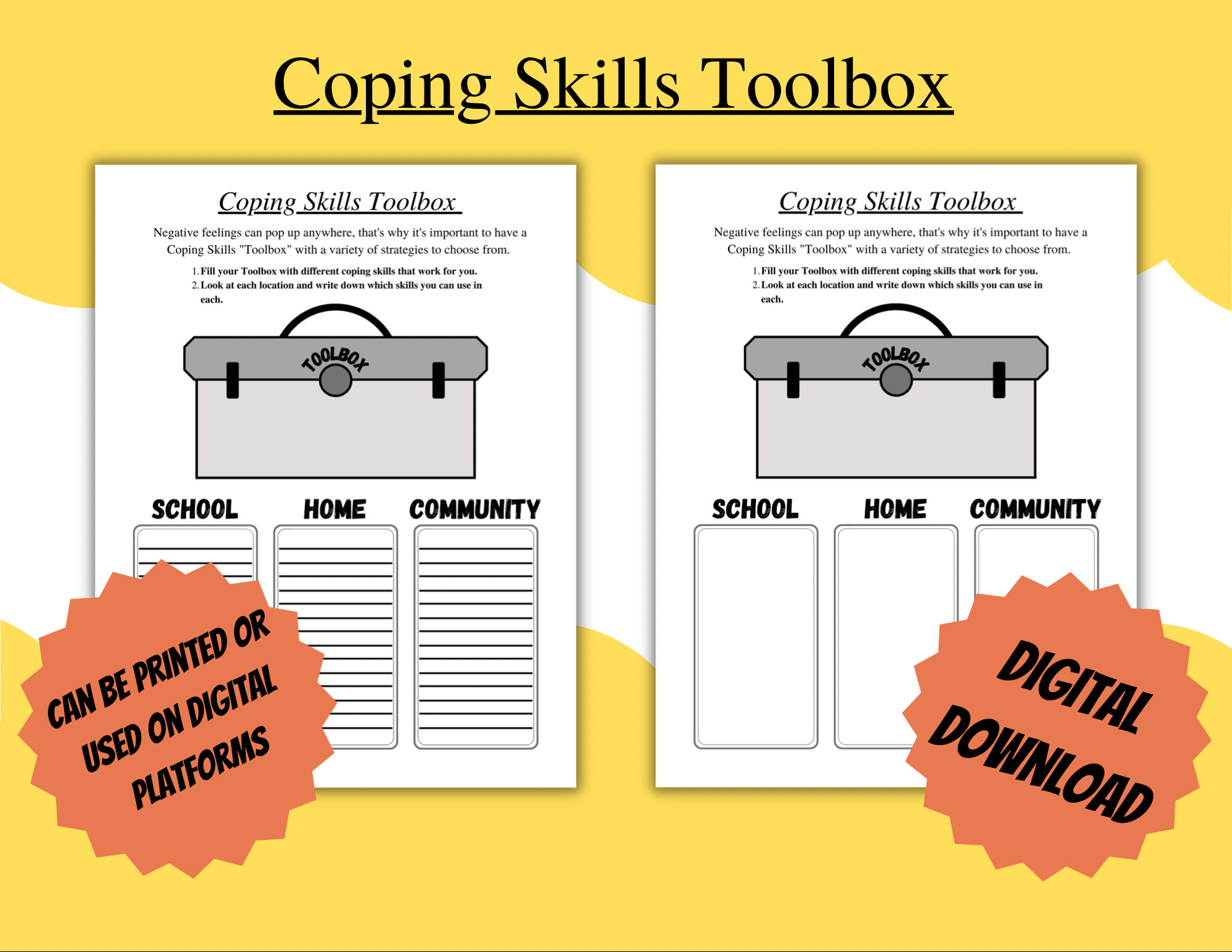 Mini Calm Down Kit, Coping Skills Toolbox, Mindful Grounding