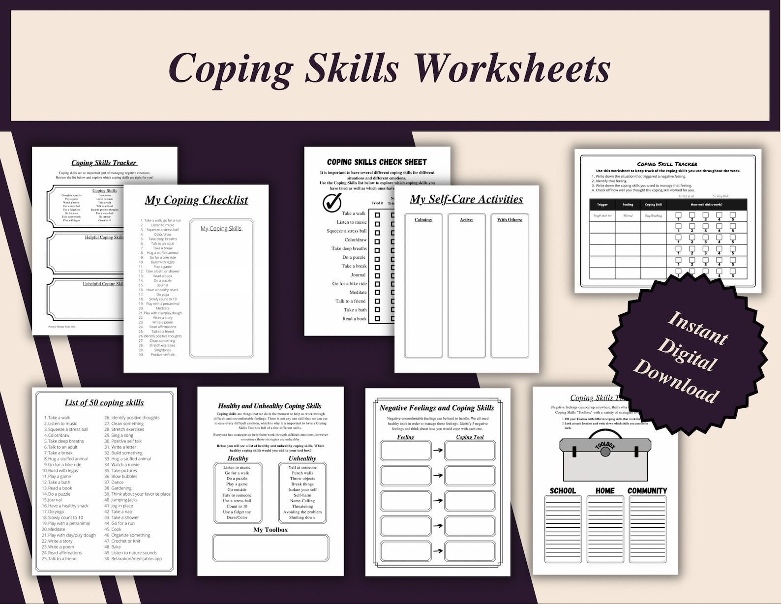 Anxiety Worksheet Bundle Emotions Worksheet Printable Anxiety Worksheet