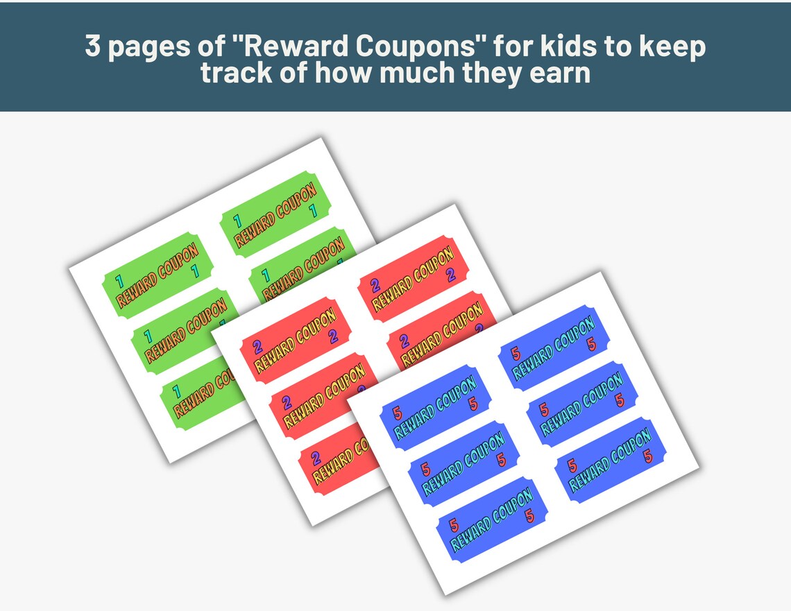 Editable Chore Chart Chore Chart Printable Reward Coupons Kids and Teens Chore and ...