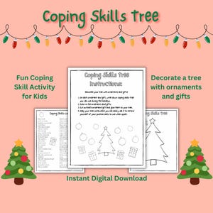 Holiday Print | Coping Skills Worksheet | Coping Skills Tree | Printable Coping Skills Worksheet | Christmas Tree Coping Worksheet