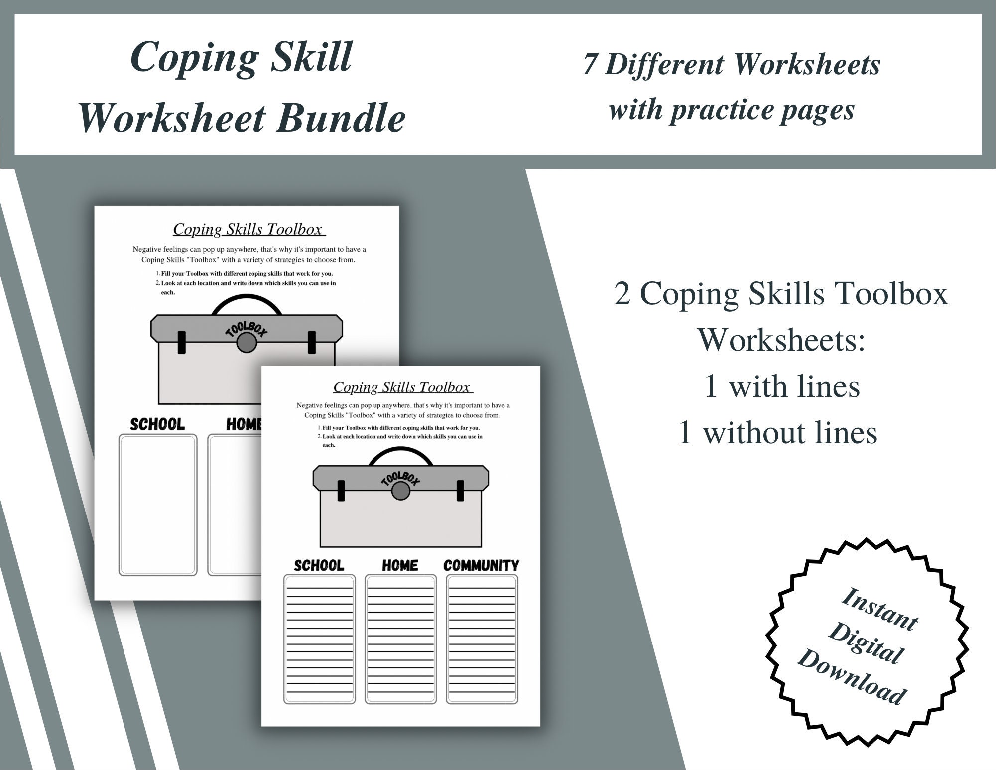 Coping Skill Worksheet Bundle Emotions Worksheets Digital - Etsy