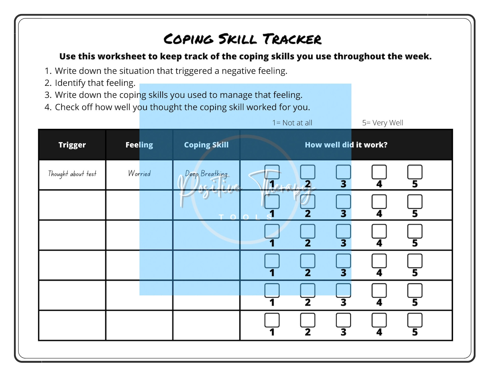 Coping Skills Worksheet Coping Skills Tracker Healthy Coping Skills ...