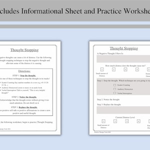 Thought Stopping CBT Worksheet Counseling Anxiety Worksheet Etsy
