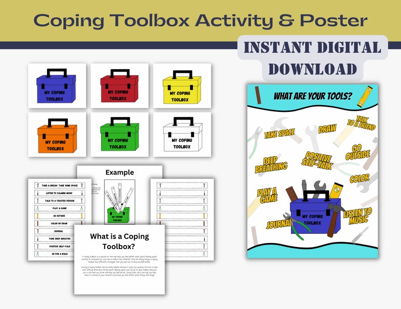Coping Skills Toolbox Poster School Counseling Therapy Activity ...
